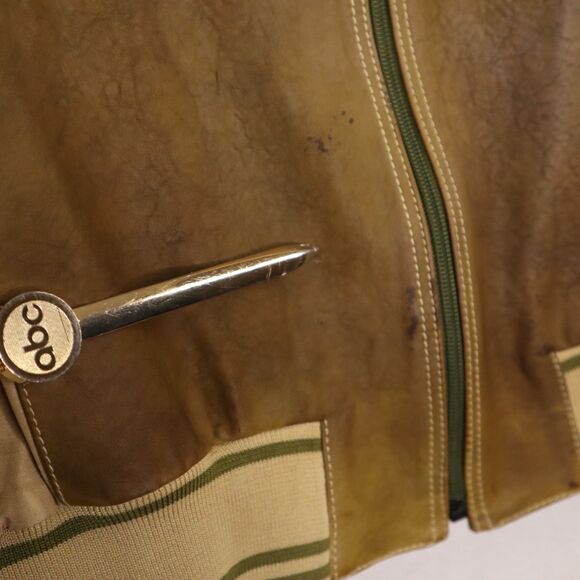 Vintage 70's 80's Brioni ROMA Calfskin Leather Linen Cotton Silk Jacket Men's 44 - Picture 3 of 16